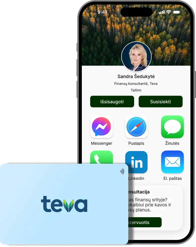 Teva Išmanioji vizitinė ir skaitmeninis profilis