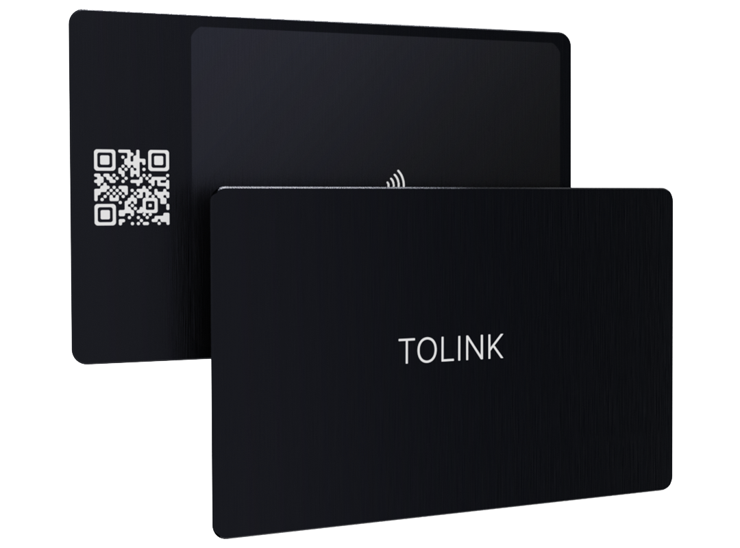 horizontal front and back view of Tolink metal card