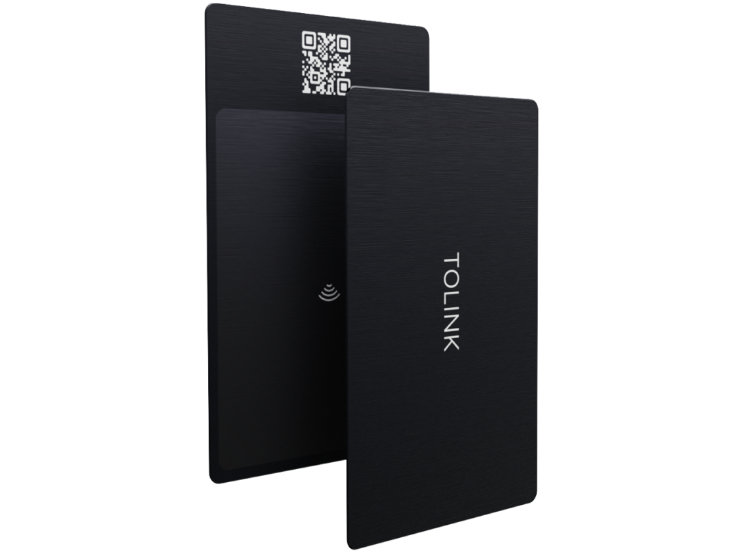 vertical front and back view of Tolink metal card